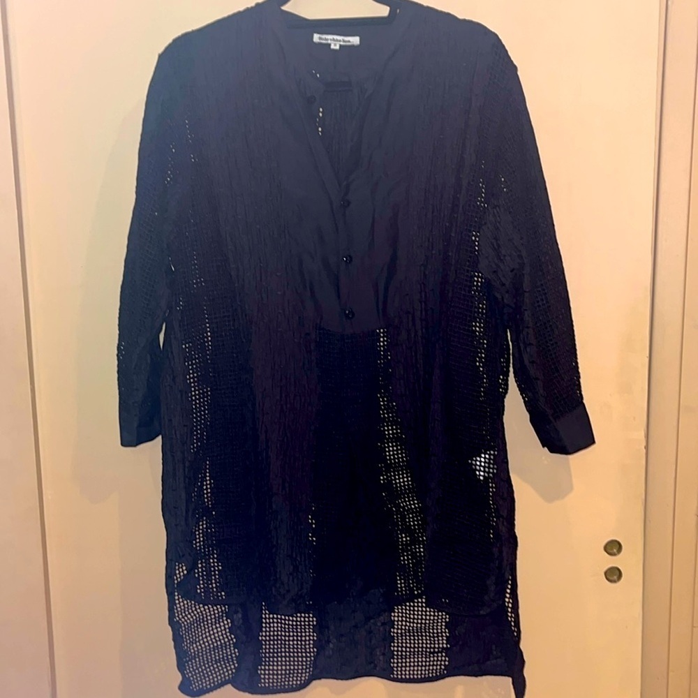 Little white lies sz small tunic / beach cover up black crochet silk cotton cmbo